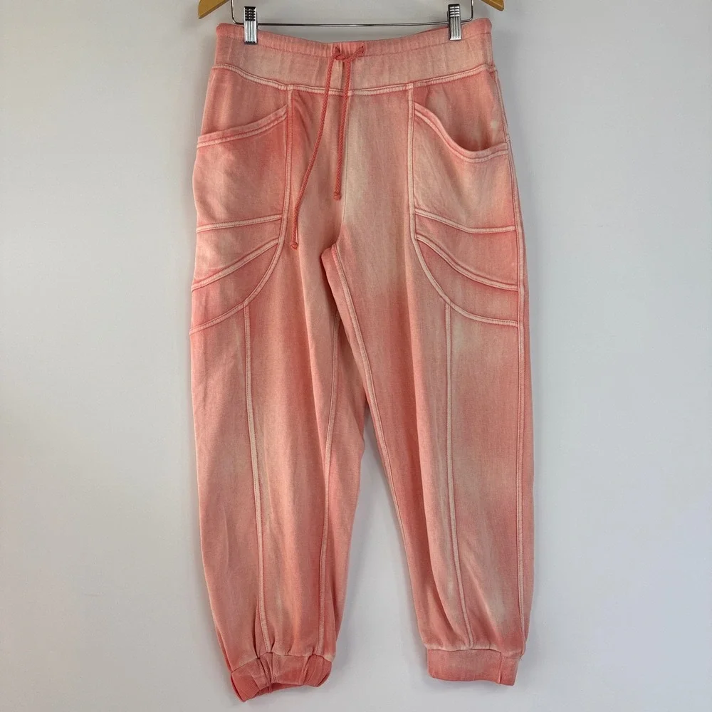 Daily Practice Joggers Women S Coral Pink Acid Wash Cargo Sweatpants Barrel - Picture 2 of 13